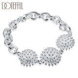925 Silver Firework Flower Bracelet Women Wedding Party Jewelry