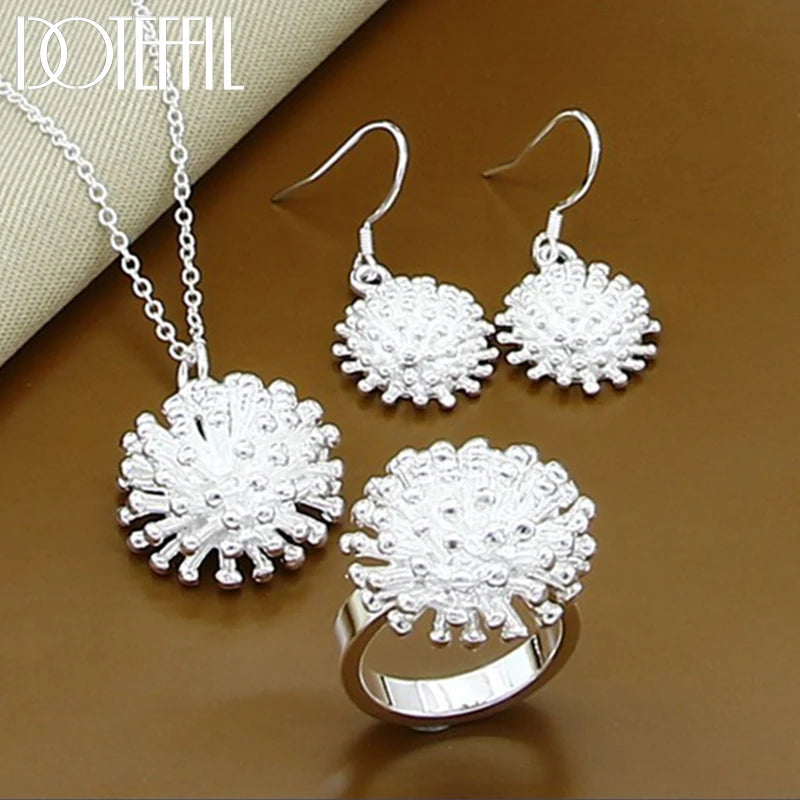 925 Silver Firework Flower Set Charm Jewelry