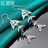 925 Silver Earrings Fish Bone Design Wedding Jewelry
