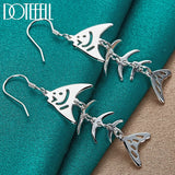 925 Silver Earrings Fish Bone Design Wedding Jewelry