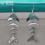925 Silver Earrings Fish Bone Design Wedding Jewelry