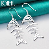 925 Silver Earrings Fish Bone Design Wedding Jewelry