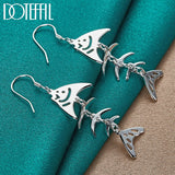 925 Silver Earrings Fish Bone Design Wedding Jewelry