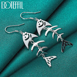 925 Silver Earrings Fish Bone Design Wedding Jewelry