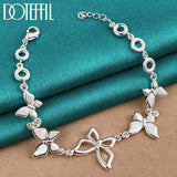 925 Silver Butterfly Chain Bracelet Woman Charm Wedding Jewelry