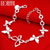 925 Silver Butterfly Chain Bracelet Woman Charm Wedding Jewelry
