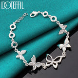 925 Silver Butterfly Chain Bracelet Wedding Party Jewelry