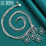 925 Silver Five Butterfly Snake Chain Necklace Women Wedding Jewelry