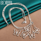 925 Silver 5 Butterfly Snake Chain Necklace Women Wedding Jewelry
