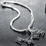 925 Silver 5 Butterfly Snake Chain Necklace for Women Wedding Jewelry