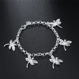 925 Silver Dragonfly Bracelet Chain Women Wedding Jewelry