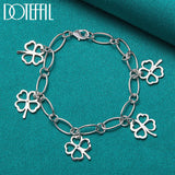 925 Silver Five Flowers Bracelet Chain Wedding Engagement Jewelry