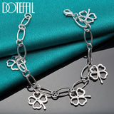 925 Silver Five Flowers Bracelet Chain Wedding Engagement Jewelry