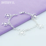 925 Silver Five Flowers Bracelet Women Wedding Jewelry