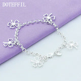 925 Silver Five Flowers Bracelet Women Wedding Jewelry