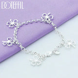 925 Silver Five Flowers Bracelet Women Wedding Jewelry