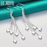 925 Silver 5 Heart Snake Chain Earrings Wedding Jewelry