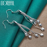 925 Silver 5 Heart Snake Chain Earrings Wedding Jewelry