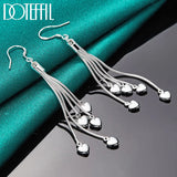 925 Silver 5 Heart Snake Chain Earrings Wedding Jewelry