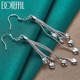 925 Silver 5 Heart Snake Chain Earrings Wedding Jewelry