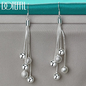 925 Silver 5-Line Snake Chain Beads Earrings