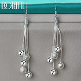 925 Silver 5-Line Snake Chain Beads Earrings
