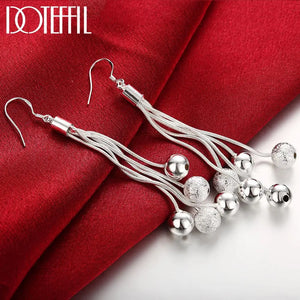925 Silver 5-Line Snake Chain Beads Earrings