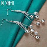 925 Silver 5-Line Snake Chain Beads Earrings