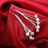 925 Silver 5-Line Snake Chain Beads Earrings