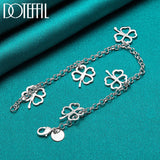 925 Silver Clover Flowers Pendant Bracelet Chain Wedding Engagement Charm