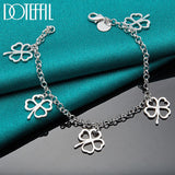 925 Silver Clover Flowers Pendant Bracelet Chain Wedding Engagement Charm