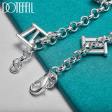 925 Silver Roman Numeral Pendant Bracelet Chain Women Wedding Jewelry