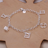 925 Silver Roman Numeral Pendant Bracelet Charm