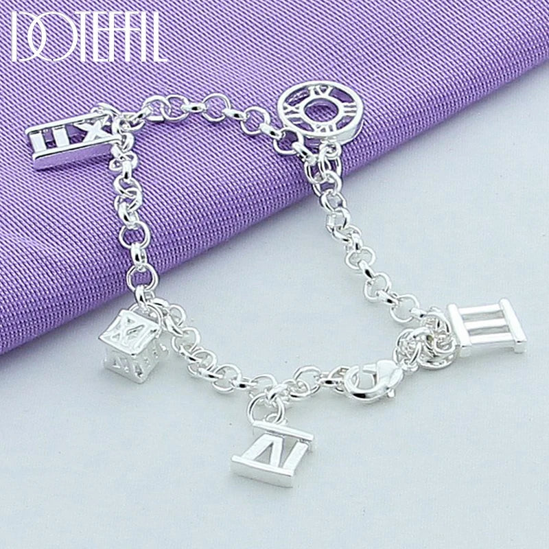 925 Silver Roman Numerals Bracelet For Women