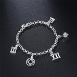 925 Silver Roman Numerals Bracelet Charm Wedding Jewelry
