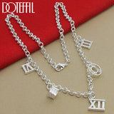 925 Silver Roman Numerals Pendant Necklace For Women
