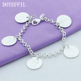 925 Silver 5 Round Grain Bracelet Women Charm Wedding Jewelry