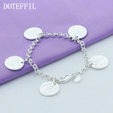 925 Silver 5 Round Grain Bracelet Women Charm Wedding Jewelry