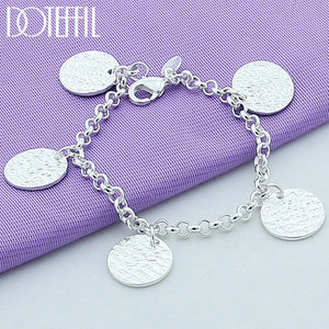 925 Silver 5 Round Grain Bracelet Women Charm Wedding Jewelry