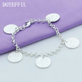 925 Silver 5 Round Grain Bracelet Women Charm Wedding Jewelry