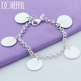 925 Silver 5 Round Grain Bracelet Women Charm Wedding Jewelry
