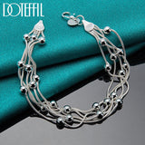 925 Silver Snake Chain Bracelet Smooth Bead Bracelet For Women