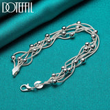 925 Silver Snake Chain Bracelet Smooth Bead Bracelet For Women