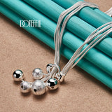 925 Silver Snake Chain Bead Ball Necklace for Women