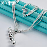 925 Silver Snake Chain Bead Ball Necklace for Women