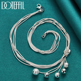 925 Silver Snake Chain Bead Ball Necklace for Women
