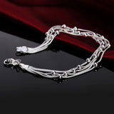 925 Silver 5-Snake Chain Grape Beads Bracelet Wedding Jewelry