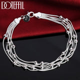 925 Silver 5-Snake Chain Grape Beads Bracelet Wedding Jewelry