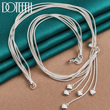 925 Silver Snake Chain Heart Necklace For Women Wedding Jewelry