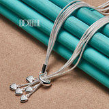 925 Silver 5 Snake Chain Heart Necklace for Woman Wedding Engagement Jewelry